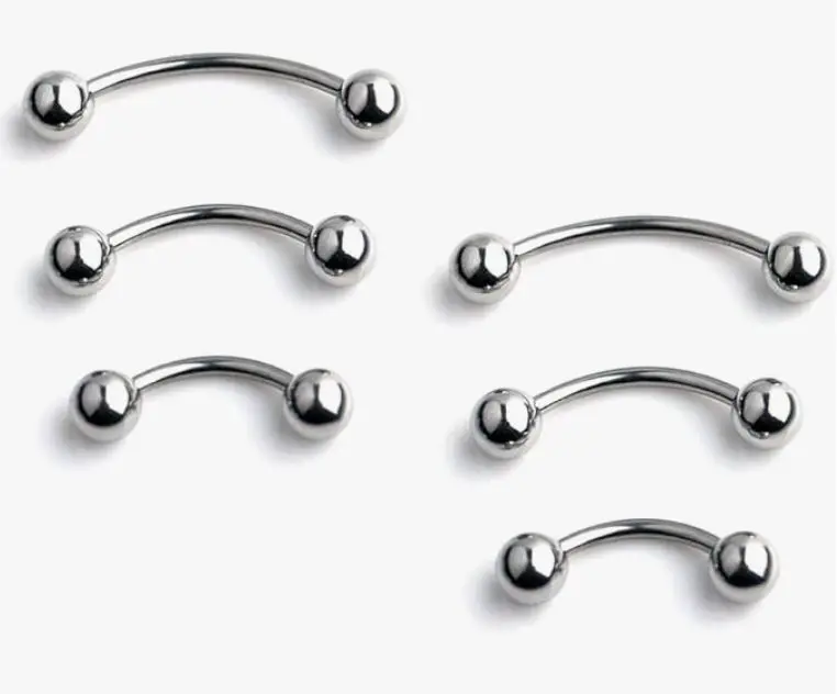 Ruifan 3prs(6pcs) Surgical Steel Tiny Curved Eyebrow Ear Navel Belly Lip Ring Barbell Piercing Jewelry 20g 6mm/8mm/10mm