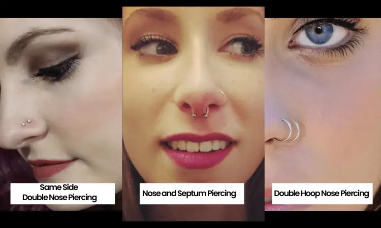 Different types of double nose piercing 