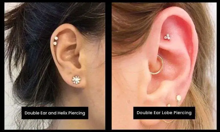 Double Ear and Helix Piercing