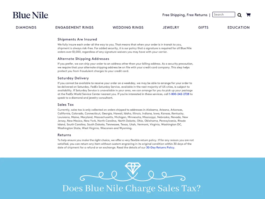 Blue Nile Sales Tax