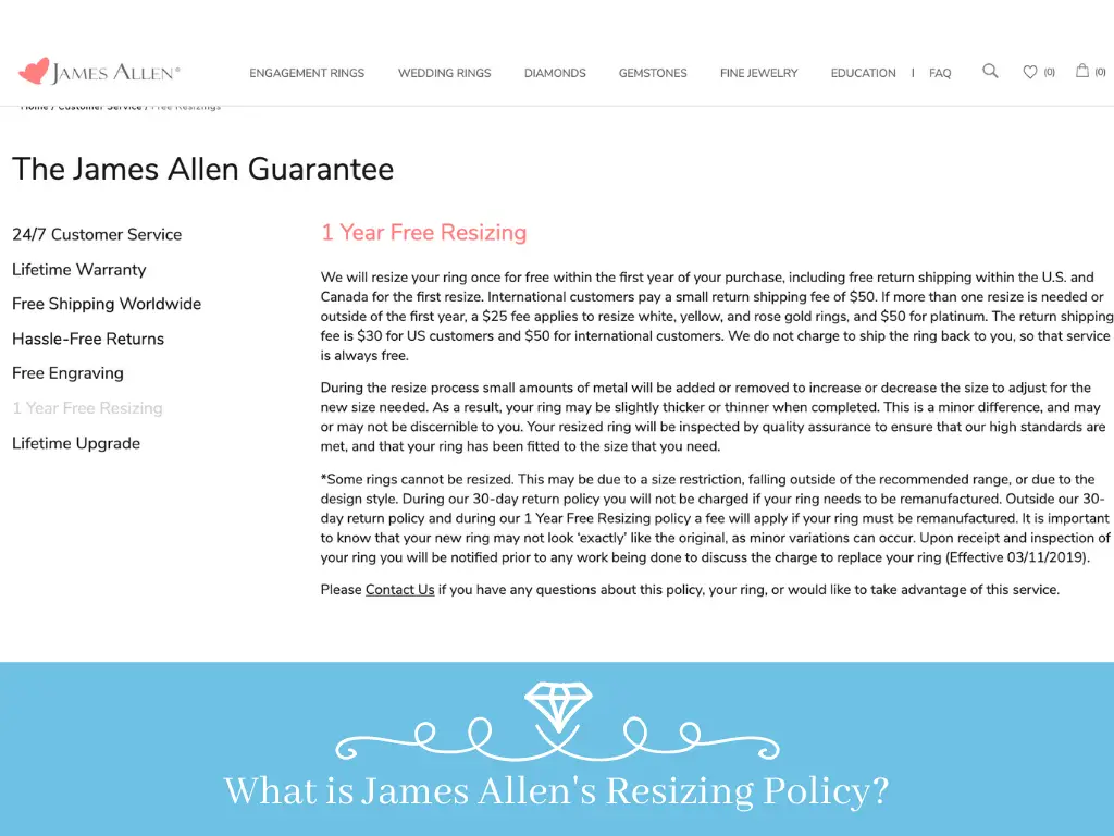 james allen resizing policy