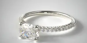 1.25 Carat H-SI1 Cushion Cut Diamond East-West Petite Pavé Engagement Ring (Flush Fit )