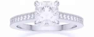 Cushion & Pave Diamond Ring, GIA (0.95Ct TW)