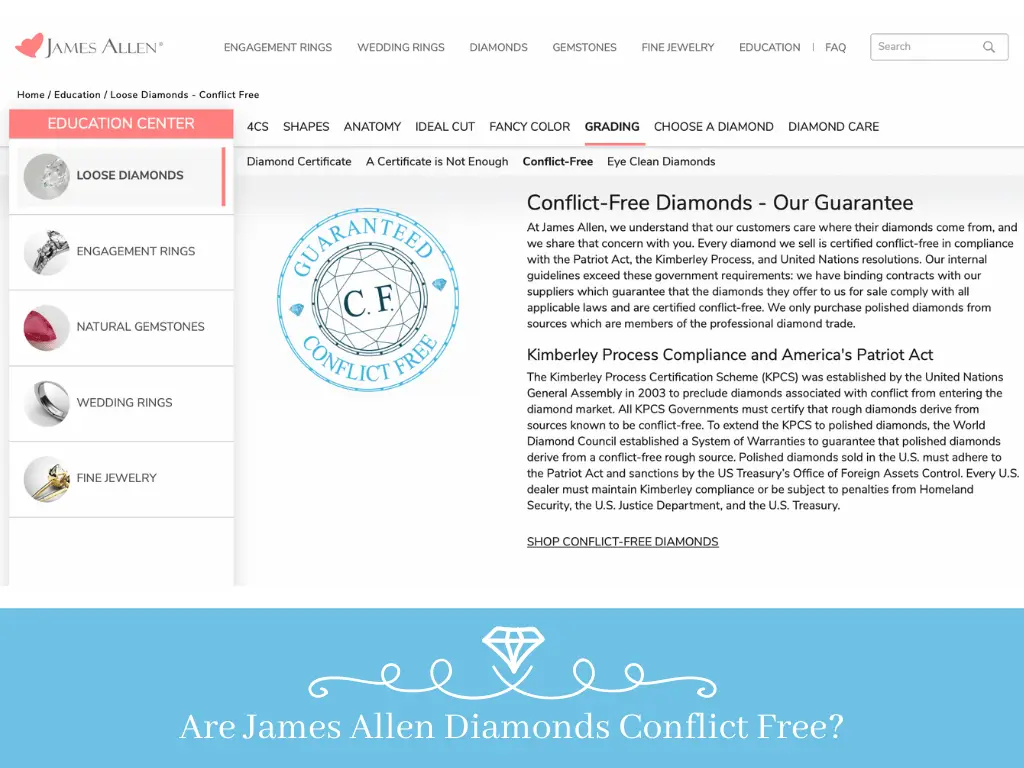 Are James Allen Diamonds Conflict Free?