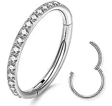 20G 18G 16G Clear CZ Nose Rings Hoop 316L Surgical Steel Cartilage Earrings Hoop 5-12mm Piercing Jewelry Daith Helix Rook Tragus Piercing Jewelry Stainless Steel Earring Silver Conch Piercing Jewelry
