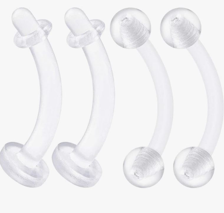 Bioplastic Clear Curved Barbell Retainer 16 Gauge Ball Tragus Lobe Rim Earrings Eyebrow Piercing Jewelry See More Sizes