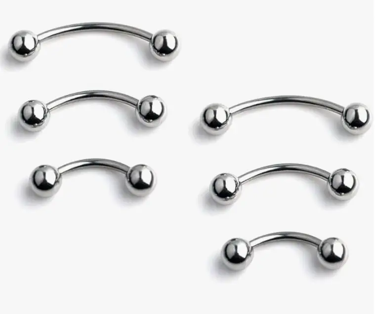 Ruifan 3prs(6pcs) Surgical Steel Tiny Curved Eyebrow Ear Navel Belly Lip Ring Barbell Piercing Jewelry 20g