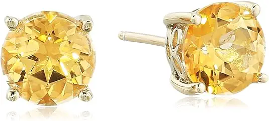 Amazon Collection Plated Sterling Silver Stud Earrings made with Genuine Topaz Gemstones