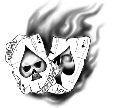 cards tattoo design with 
skull