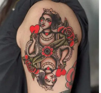 queen card tattoo design