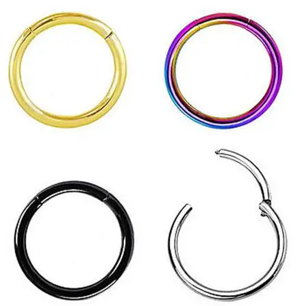 Tornito 6-8Pcs 20G-18G-16G-14G Stainles Steel Clicker Ring Seamless Lip Nose Daith Cartilage Helix Tragus Hoop Ring