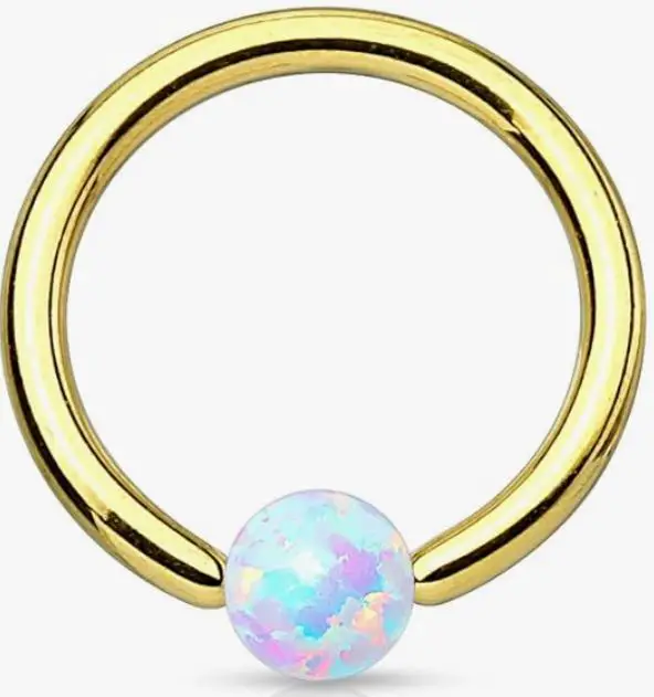 best nose rings that don't fall out - WildKlass Jewelry Opal Captive Bead Synthetic 316L Surgical Steel Ring (16g 5/16" 8mm Opal White)