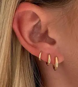 3 Pairs 14K Gold Plated Huggie Hoop Earrings for Women, Minimalist Gold Huggie Hoop Earrings, Simple 3 sizes Hoop Earrings for Women Men