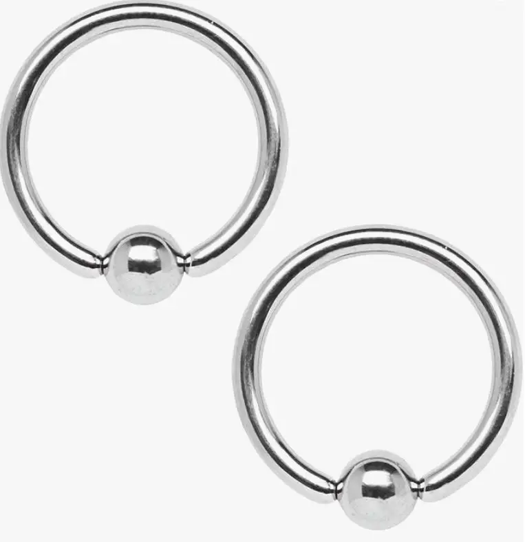 BodyJ4You 2PC Ball Closure Ring Stainless Steel 10G-20G BCR Nose Nipple Tragus Lip Body Piercing Jewelry
