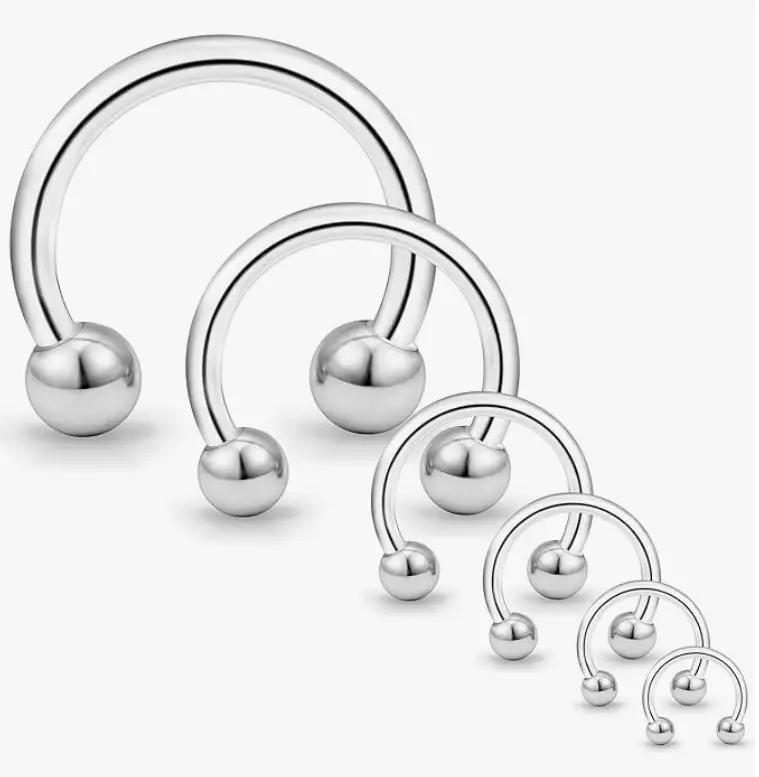 Cisyozi 20G 16G 14G 12G 8G 6G Septum Stretching kit Ear Gauges Tunnels Plugs Earrings Stretcher Surgical Steel Horseshoes Septum Nose Eyebrow Lip Rings Tragus Helix Cartilage Earring Piercing Jewelry