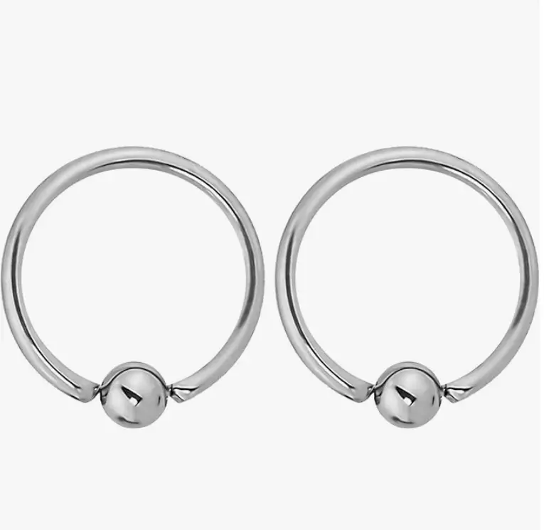 Forbidden Body Jewelry Stainless Steel Captive Bead Ring, Captive Bead Ball, Captive Hoop Cartilage, 14g-20g Every-Day Surgical Steel Captive Bead Ring Body Piercing Hoops